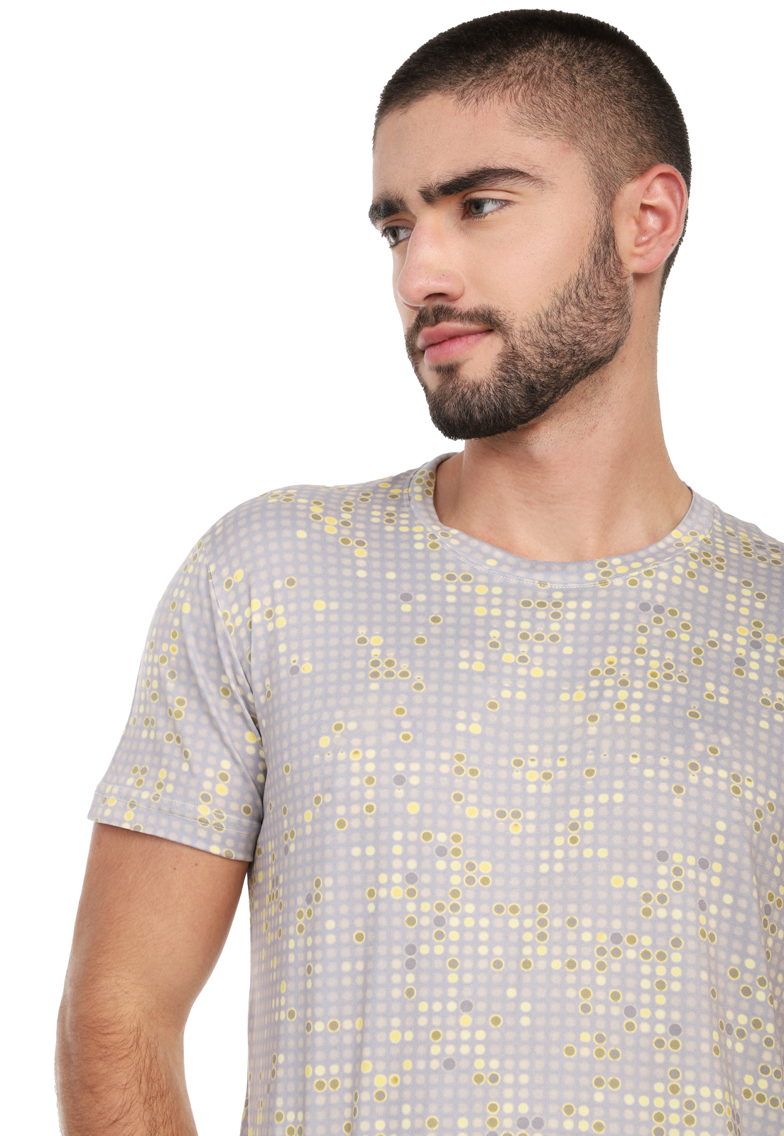 T-shirt para hombre sublimada puntos gris con amarillo - Rachid Style