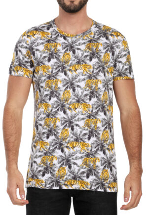 T-shirt para hombre sublimada jungle gris, blanca, amarillo - Rachid Style