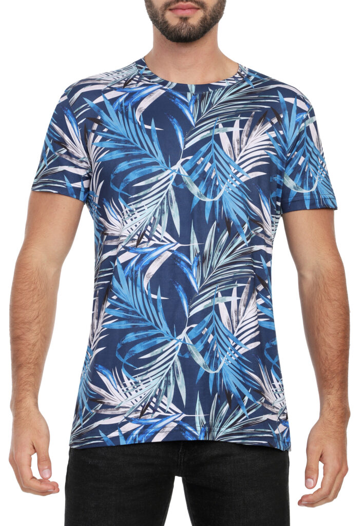 T-shirt para hombre sublimada azul ramas - Rachid Style