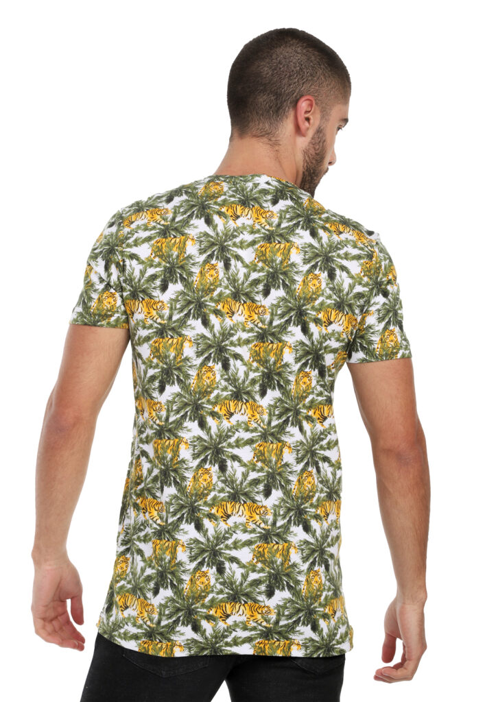 T-shirt para hombre sublimada jungle verde, blanca, amarillo - Rachid Style